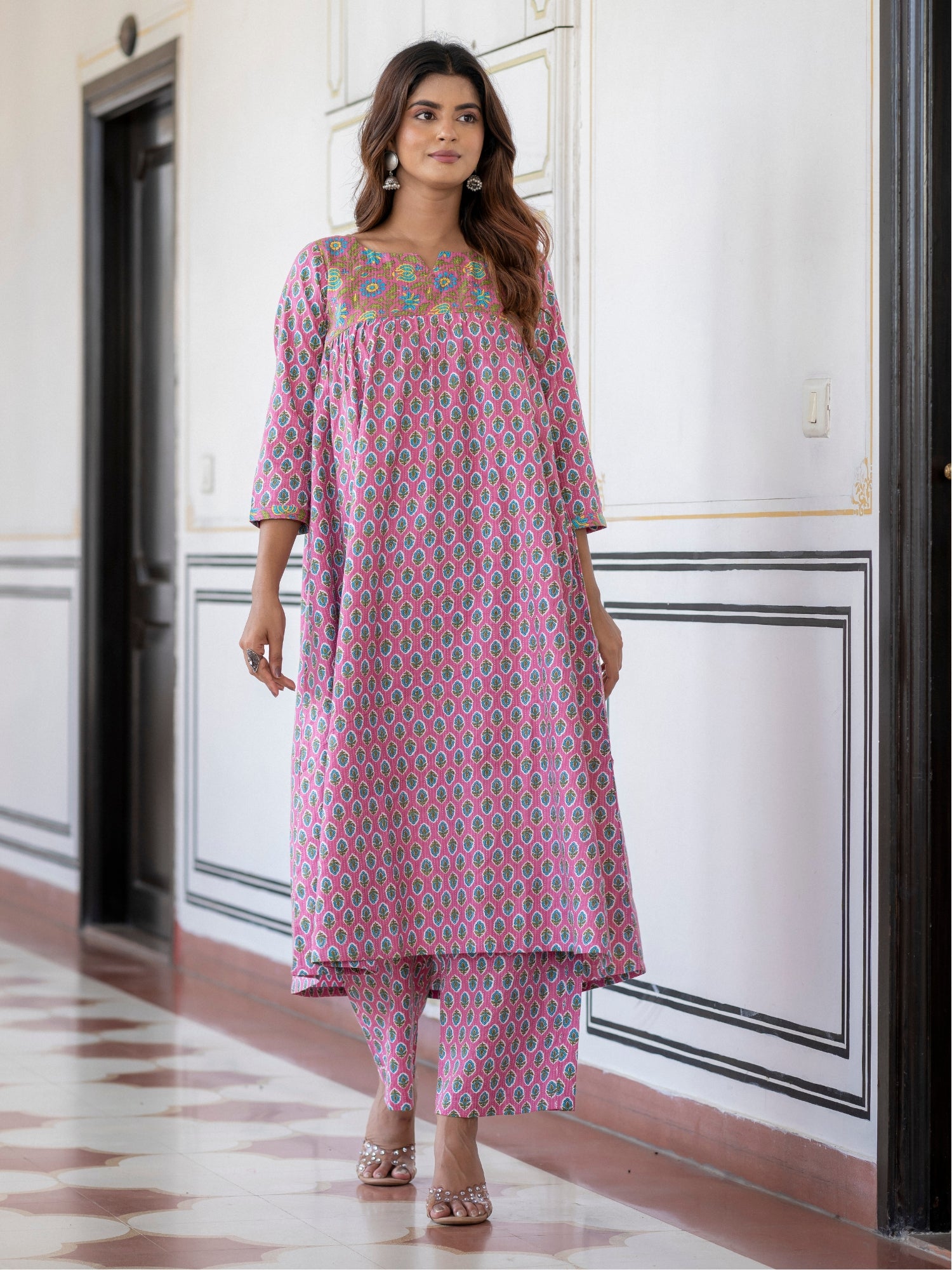 Darzaania Navira Pure Cotton Kurta with Palazzo Pants