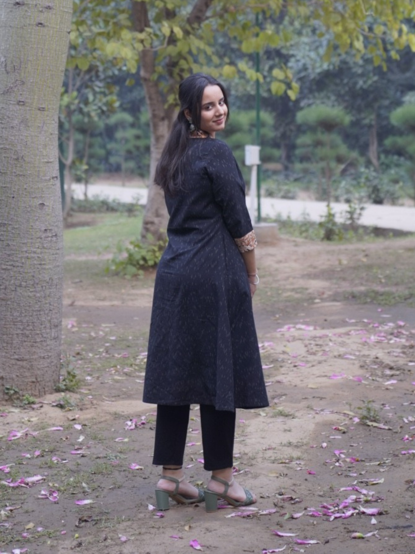 ikkat black cotton coord set