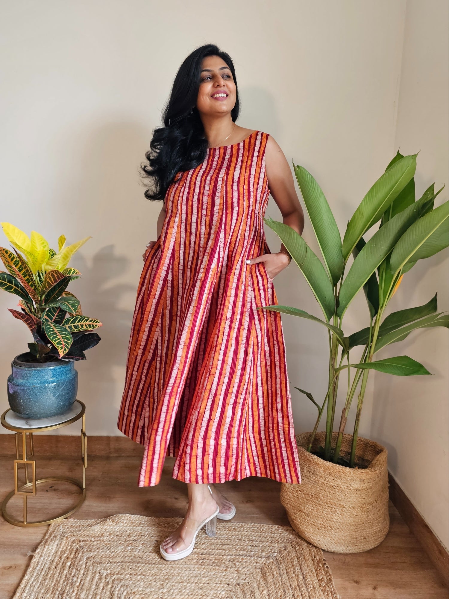 Exclusive Striped Kantha Work Dresses for Women Online
