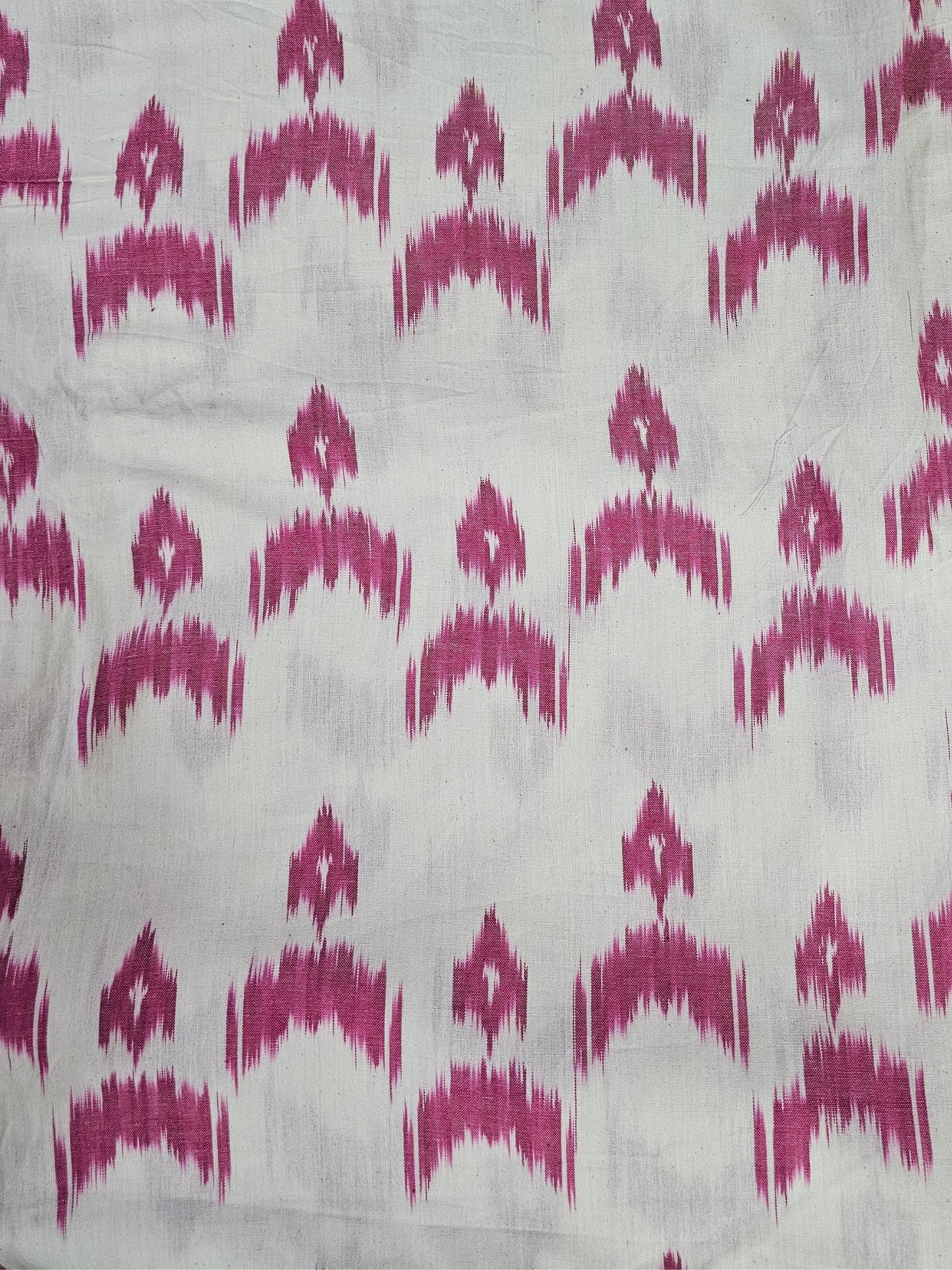 Rose Handwoven Ikat Cotton Fabric Close-up