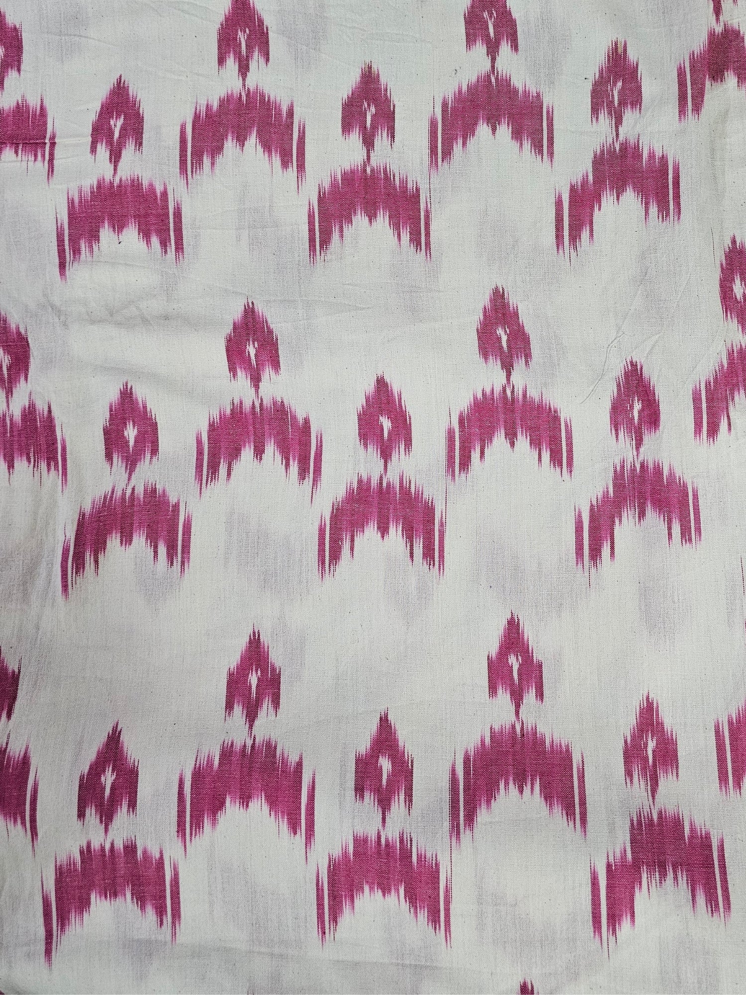 Rose Handwoven Ikat Cotton Fabric Close-up