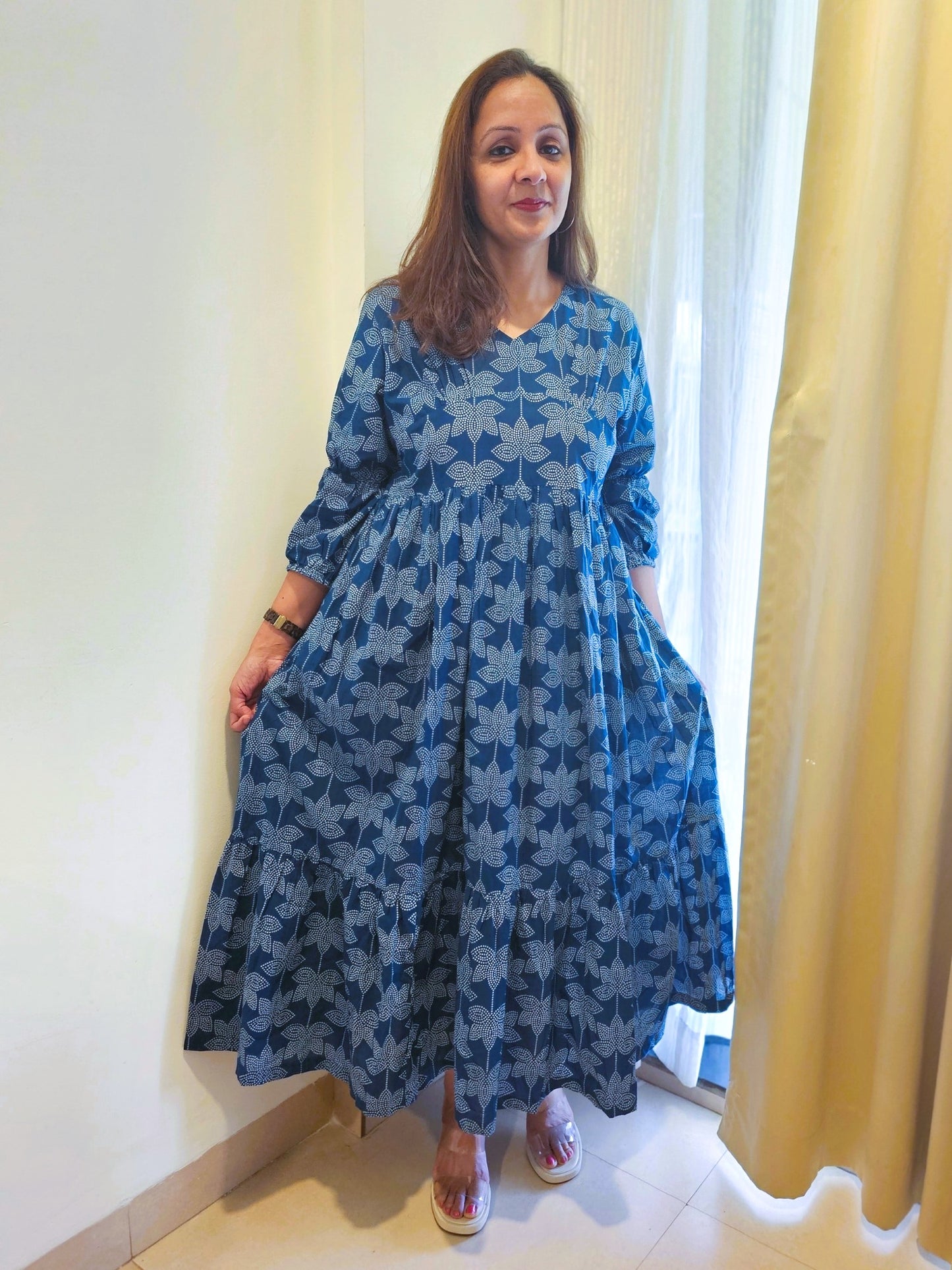 Blue cotton maxi dress