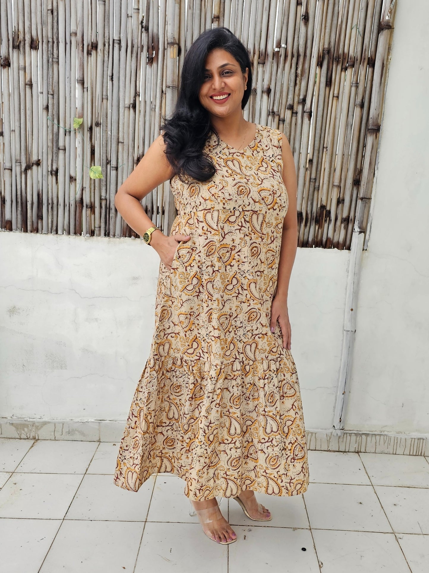 Darzaania Kaya Pure Cotton Kalamkari Long Dress