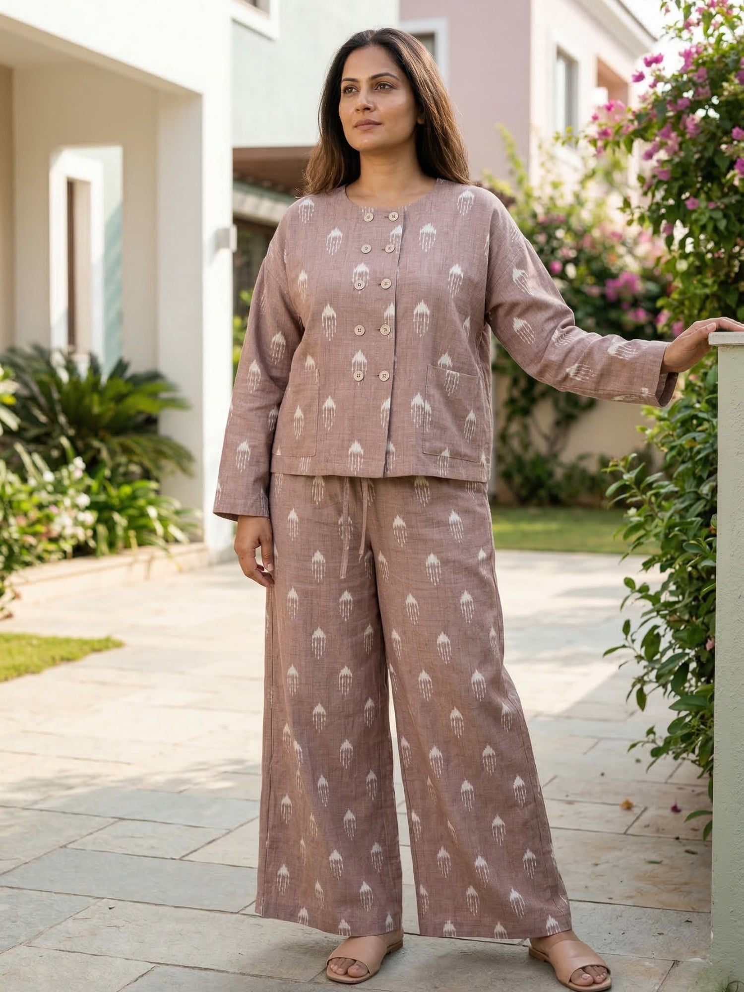 Pure cotton co ord set for women India breathable handcrafted coord set smart casual outfit