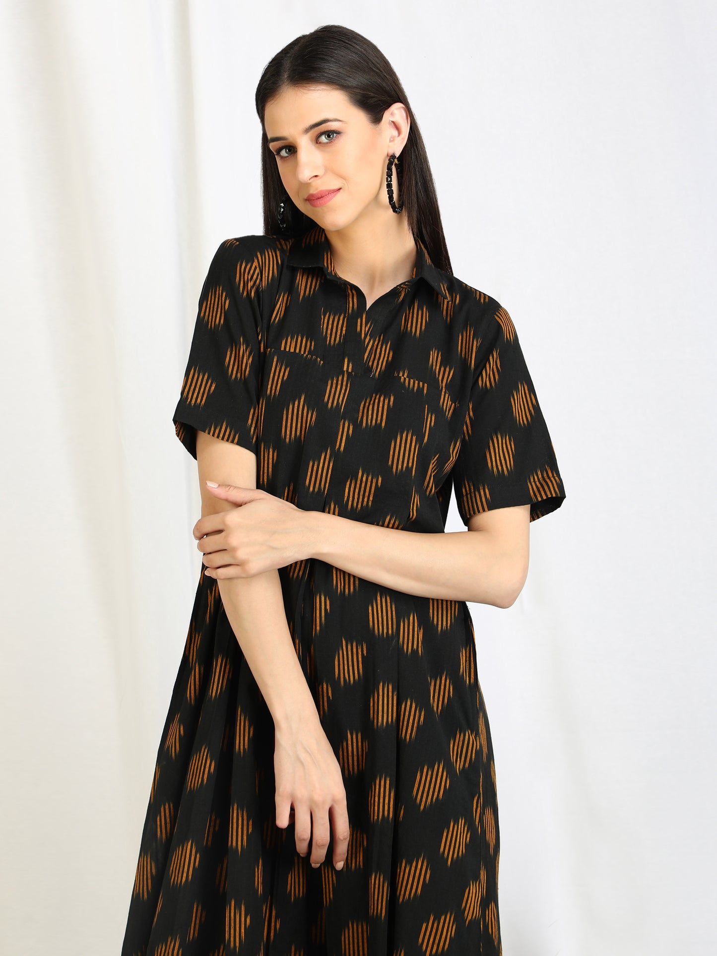 Black Cotton Midi Dress for women online