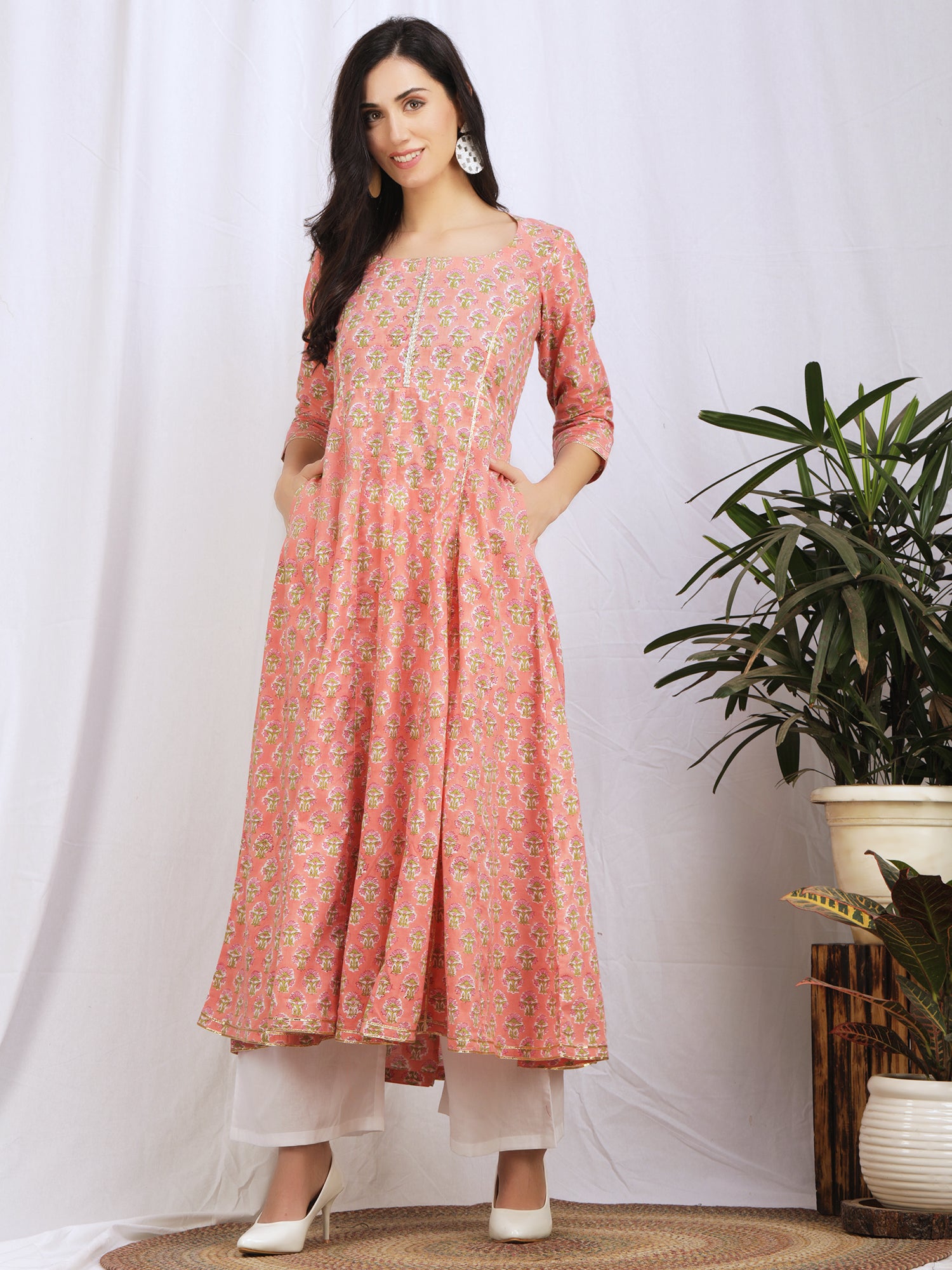Pink Coord Anarkali Set