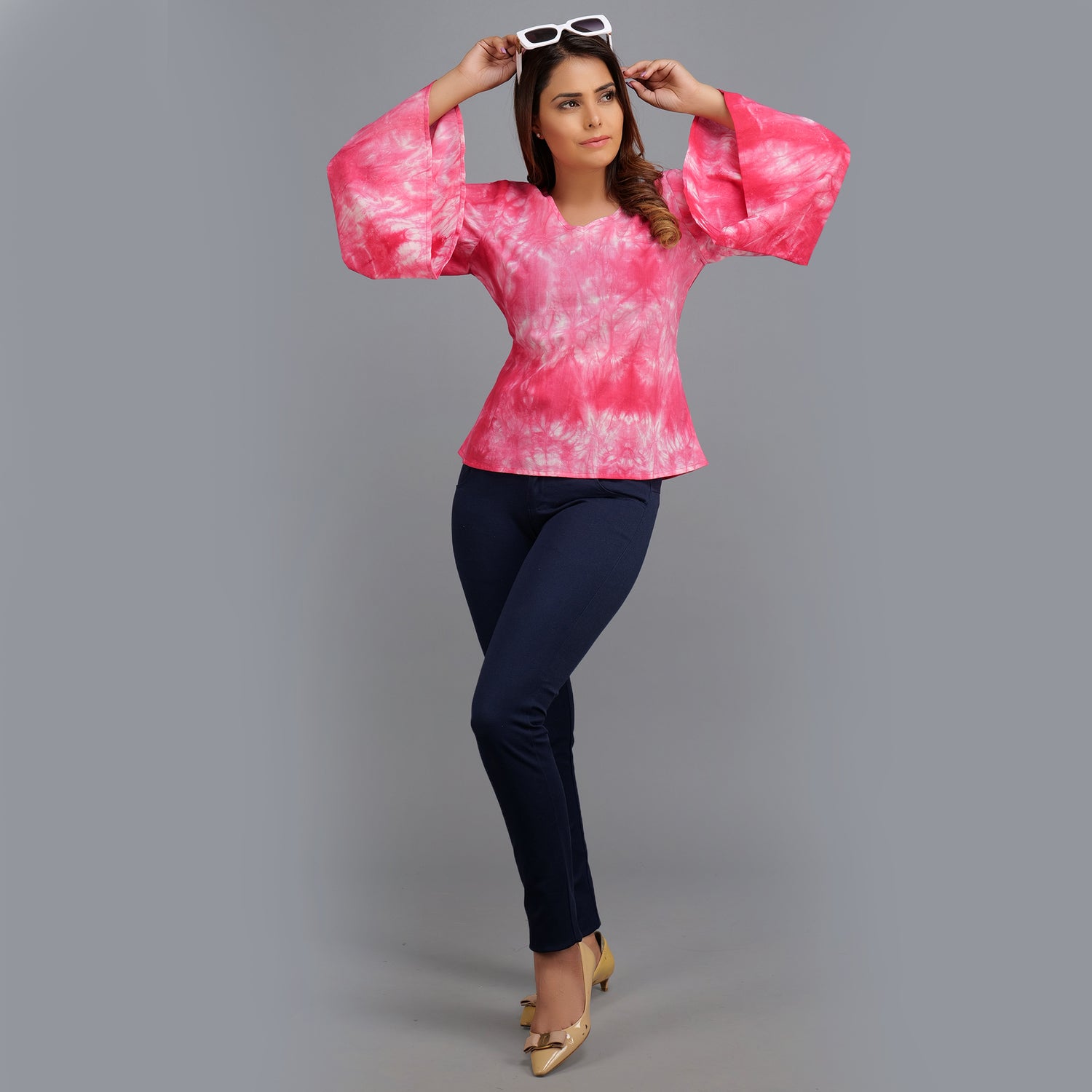 Shibori Tie Dye Cotton Pink top