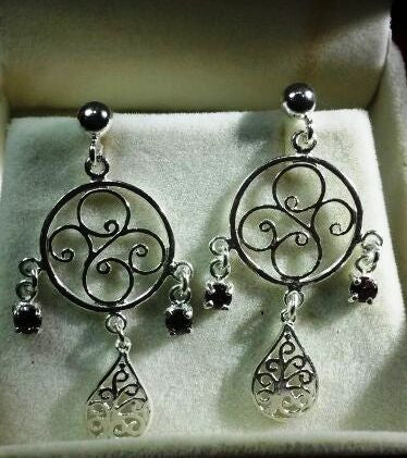 Silver Leaf Pattern Earrings