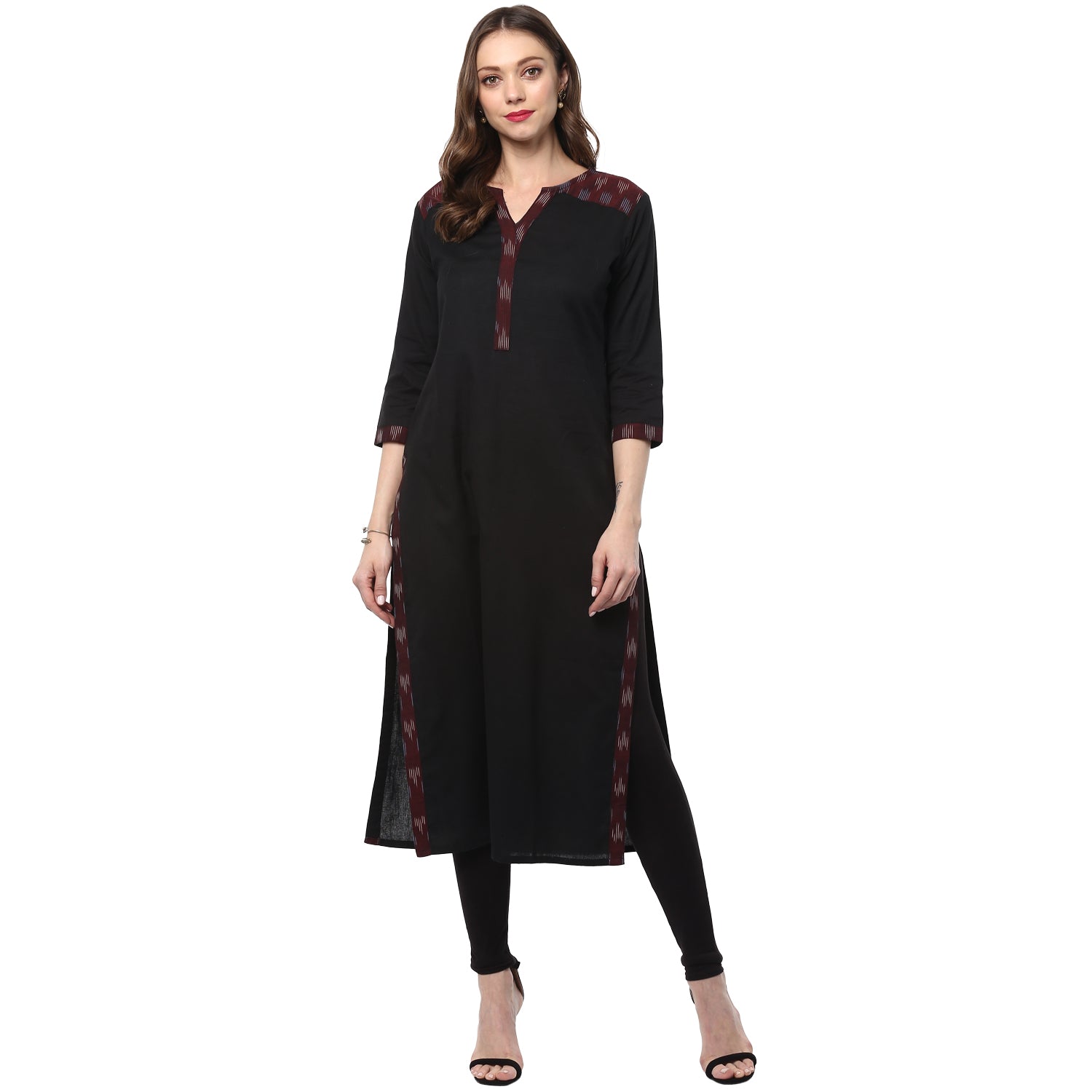 Black Ikat Cotton Kurta for women