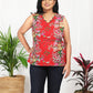 Krisha Red Cotton Sleeveless Top