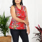 Krisha Red Cotton Sleeveless Top