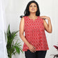 Tanya Red Cotton Sleeveless Top