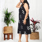 Darzaania Paridhi Black Cotton Sleeveless Midi Dress