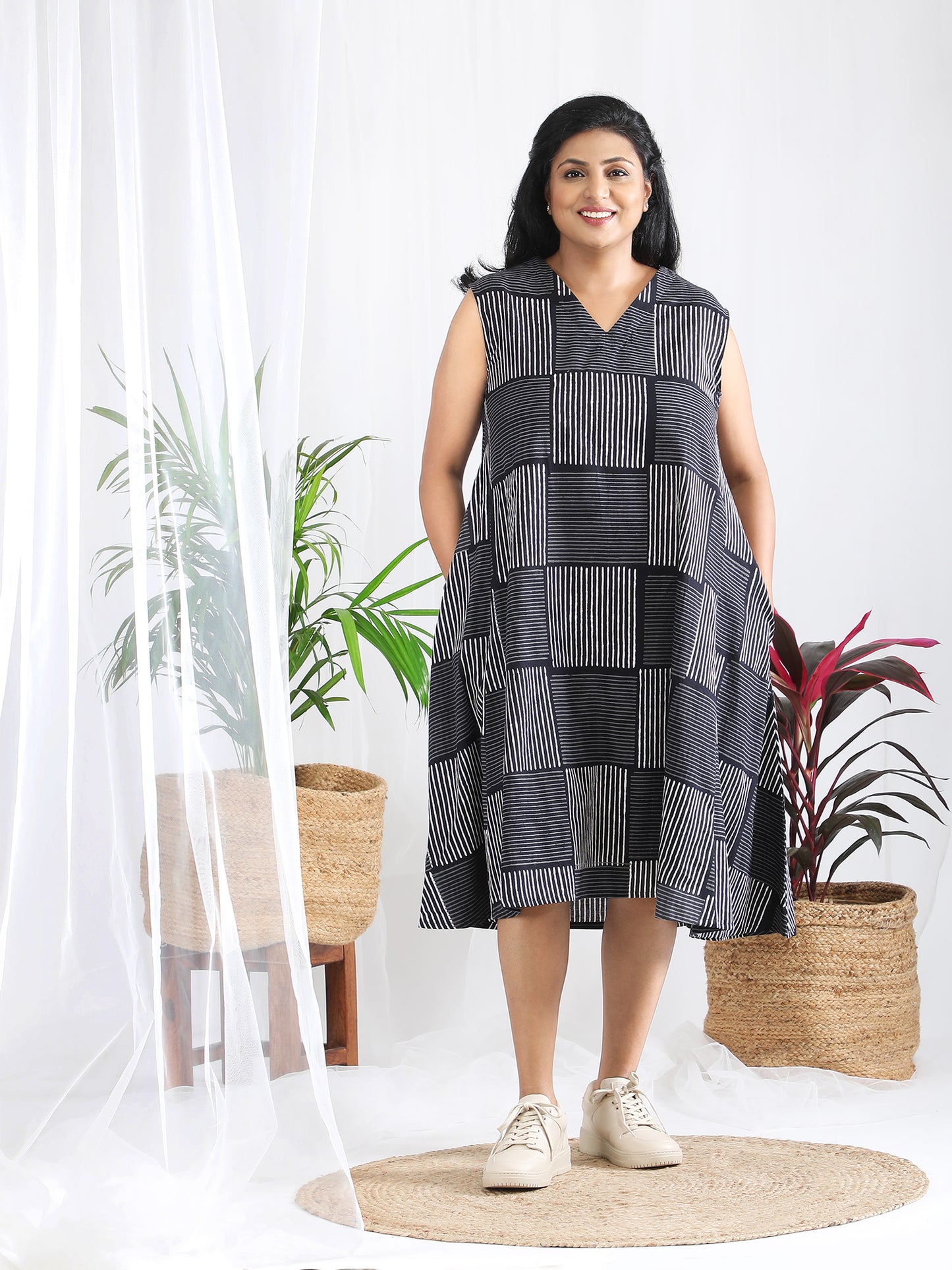 Darzaania Poorvi Block Print Cotton Dress