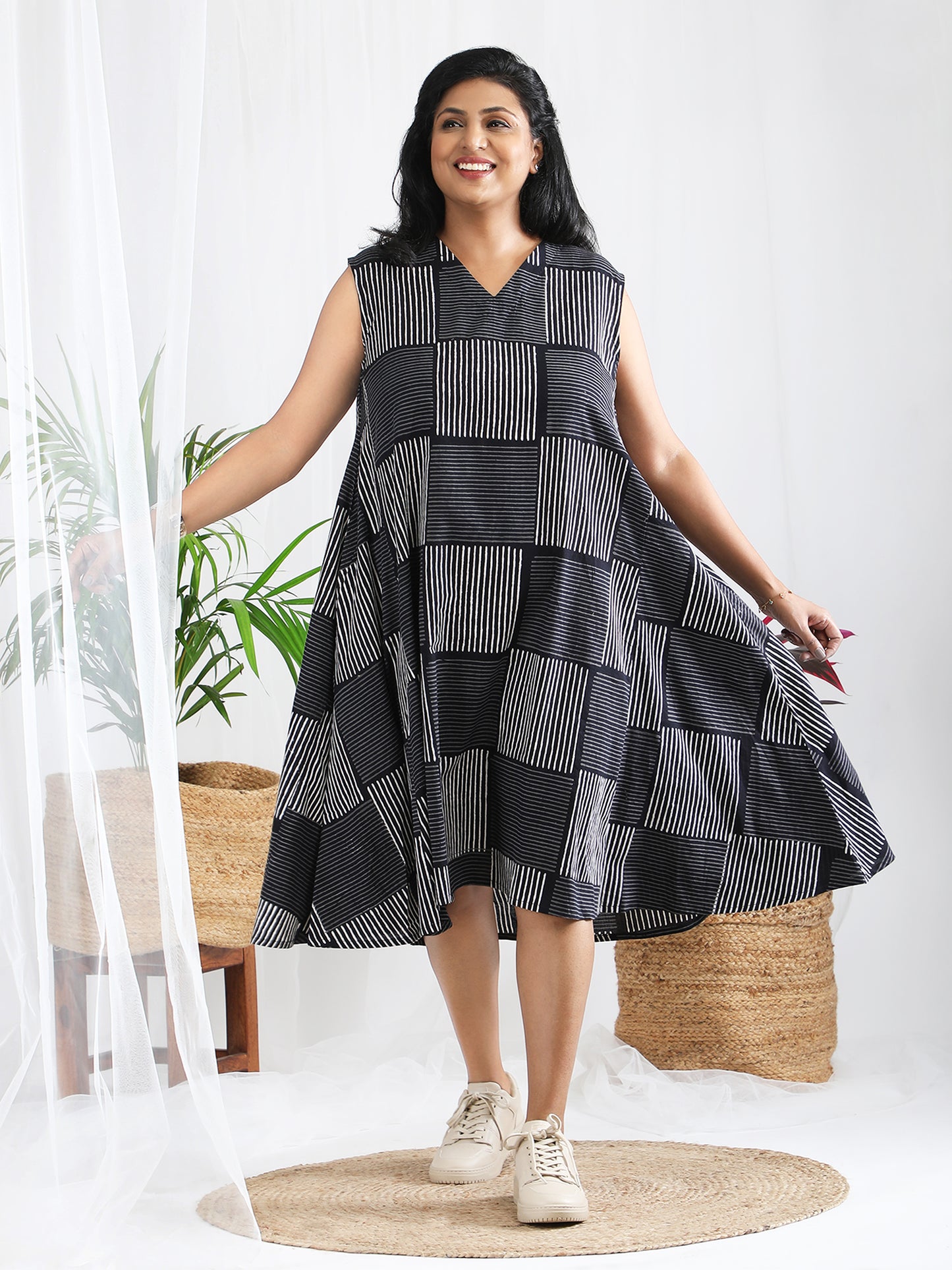 Darzaania Poorvi Block Print Cotton Dress