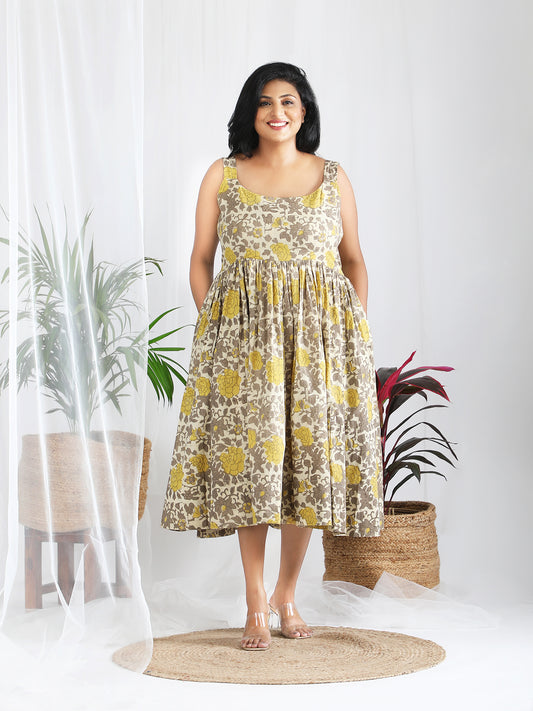 Darzaania Nora Ajrakh Pure Cotton Strap Dress