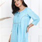 Aqua Blue Ikat cotton top by CraftsandLooms brand Darzaania