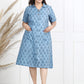 office wear blue cotton dress for women 