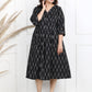 Black Ikat Cotton Dresses in Plus Sizes