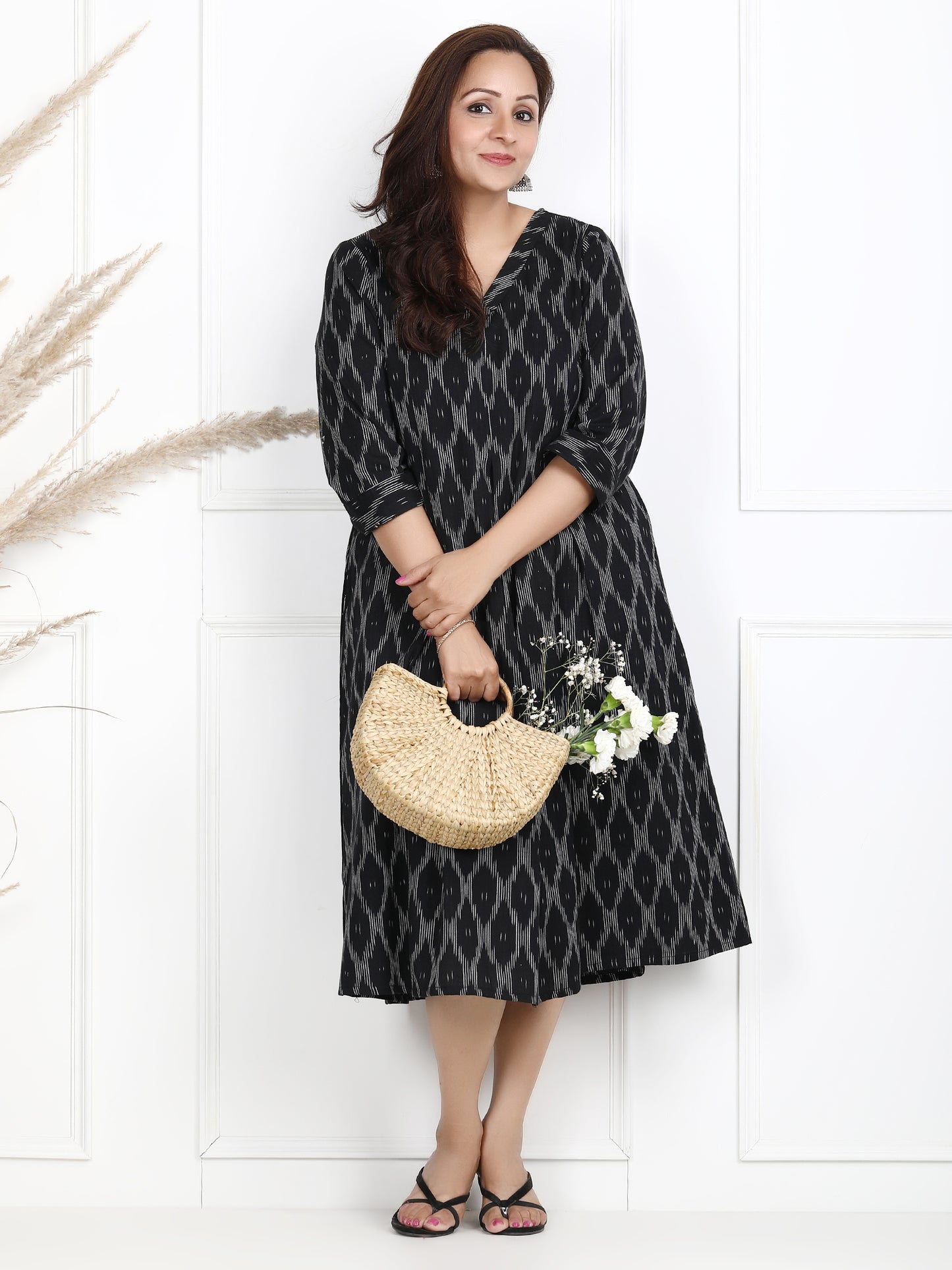Black Ikkat Cotton Midi 