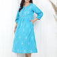 Blue Ikat cotton yoke dress