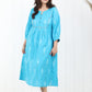 Blue Ikkat cotton yoke dress