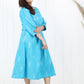Blue Ikkat cotton yoke dress