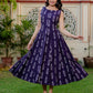 Purple color ikkat cotton long dress for women 