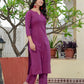 Darzaania purple pure cotton kurti with palazzo pant set