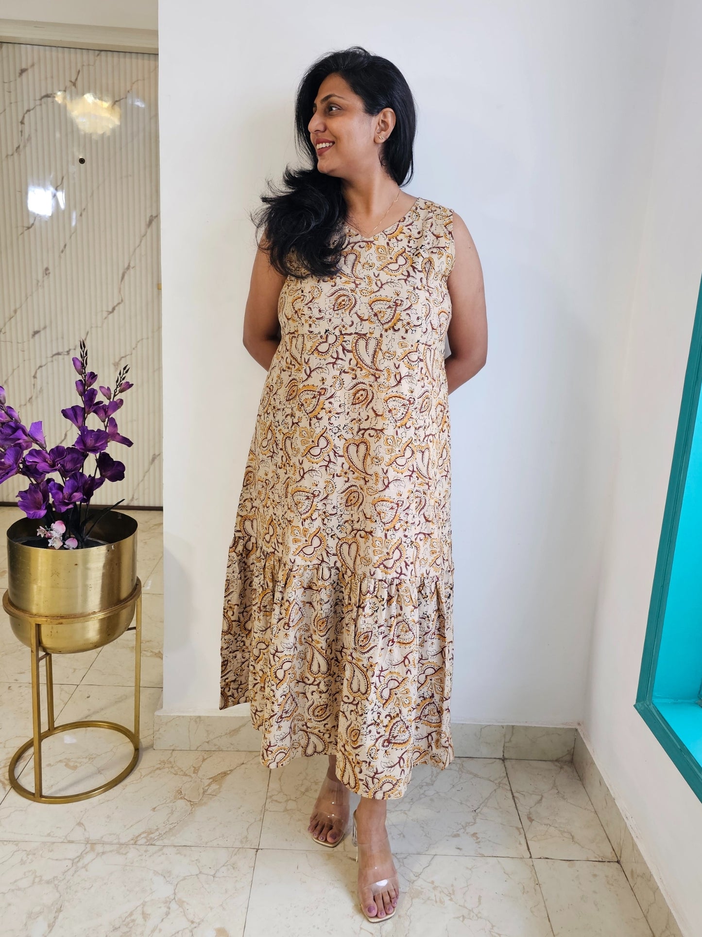 Darzaania Kaya Pure Cotton Kalamkari Long Dress