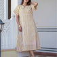 Darzaania The Weekend Dress pure cotton handblock stripe midi dress for women front view