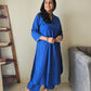 Solid Blue Ikkat Kurta with 3/4 Sleeves – Women’s Co-ord Set