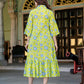 Fluorescent  Yellow Green Cotton Dress for women