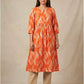 Orange Handloom Ikat Cotton Kurta