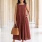 Maroon Striped Ankle length cotton maxi dresses for women by Darzaania