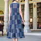 Black striped midi dress in breathable pure cotton, S to 6XL