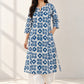 Darzaania pure Bagru cotton kurta with white palazzo pants for women – front view