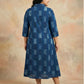 Teal Blue Ikkat Cotton Dress , size inclusive