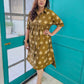 Darzaania Aarunya Olive Button Down Midi Dress