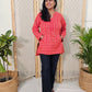 Orange Ikkat Striped cotton top 
