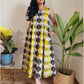 Darzaania Neerja Prism Cotton Dress front view in handcrafted geometric block print