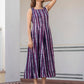 Women's purple striped batik work block print maxi dress in breathable cotton, handcrafted Indian dress with pockets, sizes S to 6XL