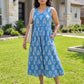 Sky Blue cotton midi dress for women