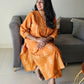 mustard ikkat cotton co-ord set with kurta and pants