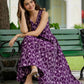Purple ikkat sleeveless cotton dress with pockets, perfect for vacation wear and brunch outings