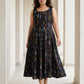 Black Ikat  Maxi Dress for Women in Pure Cotton 