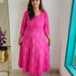 Darzaania Vandita Pink Ikkat Cotton Dress