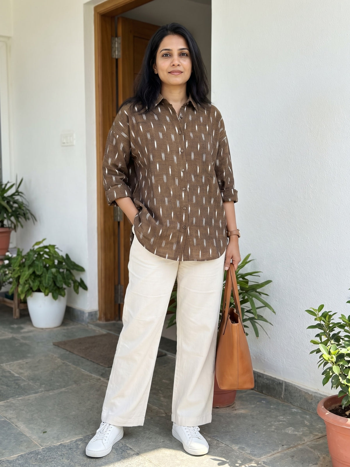 Darzaania Cotton Ikat Shirts for Women, sizes from S to 6XL 
