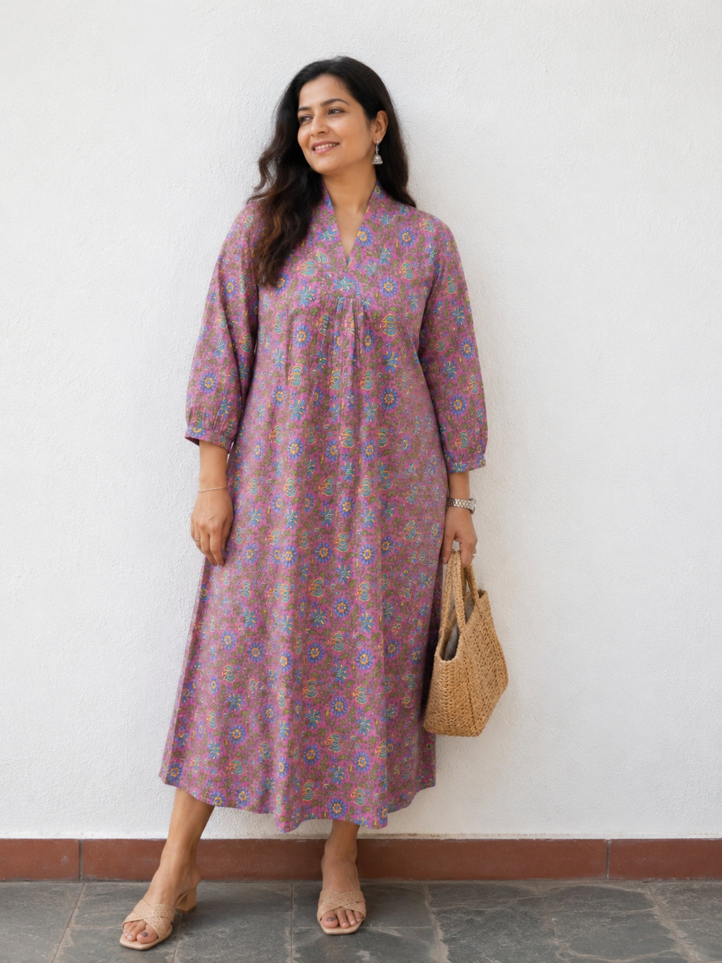 Mauve color midi dress Darzaania