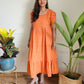 Orange Ikkat Cotton Long Dress